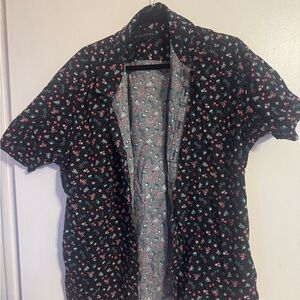No Boundaries Black Floral Button-Up Shirt